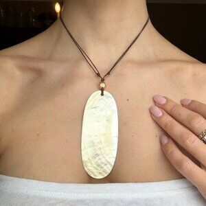 Artisan Brazilian Mother of Pearl Shell Statement Necklace - Adjustable